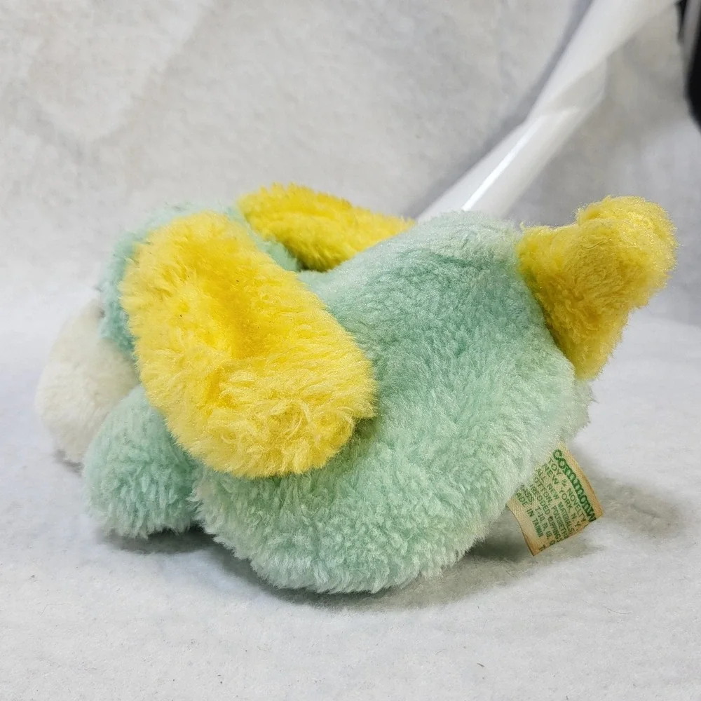Vintage Commonwealth Toy Pastel Green Yellow Puppy Dog Plush Stuffed Animal 6